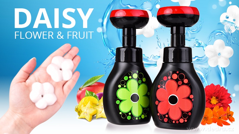 Pěnové mýdlo na ruce i tělo s veselým napěňovačem, ovocná vůně DAISY FRUIT, 300 ml