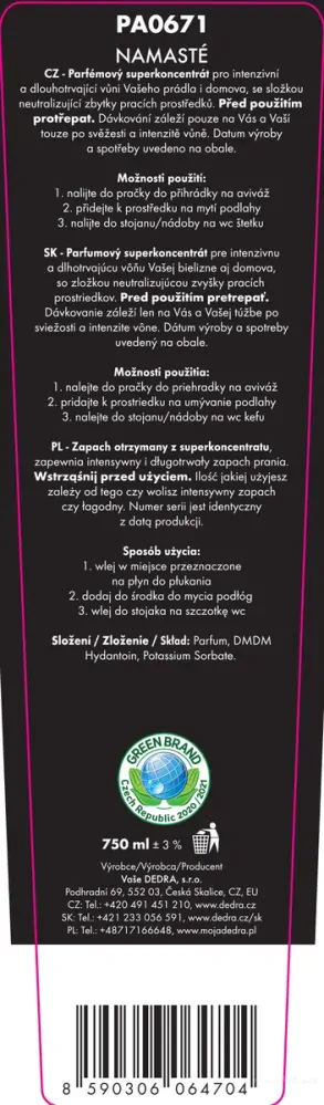 DEDRA  parfém na praní PARFUMAGE NAMASTÉ 750 ml