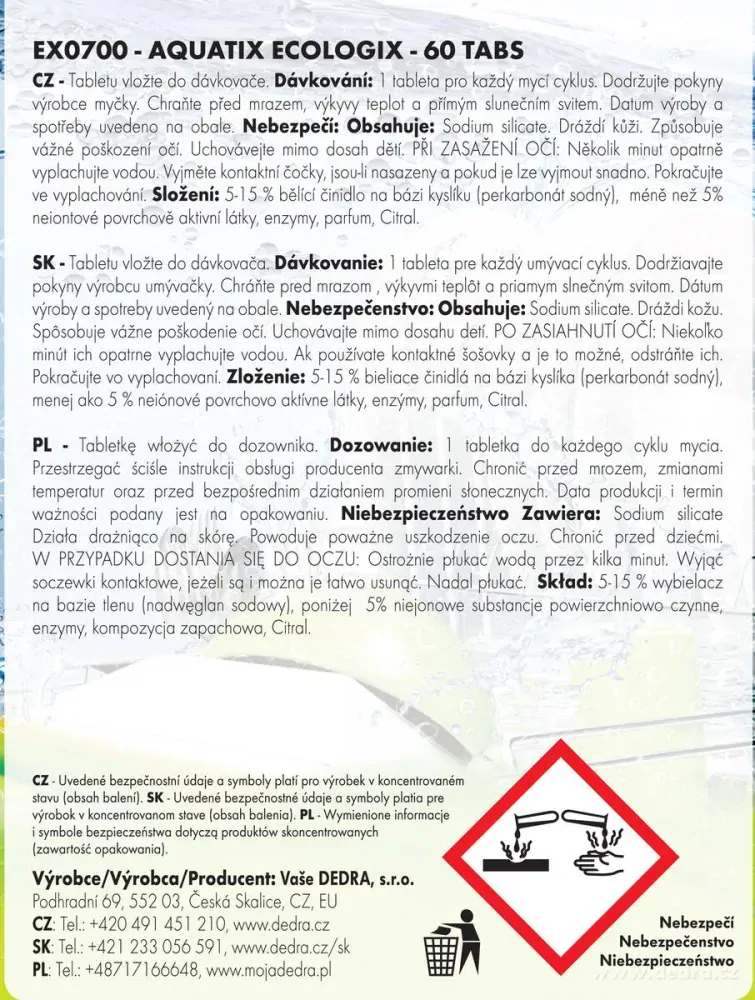 EKO multifunkční tablety do myčky AQUATIX®, 60 tablet