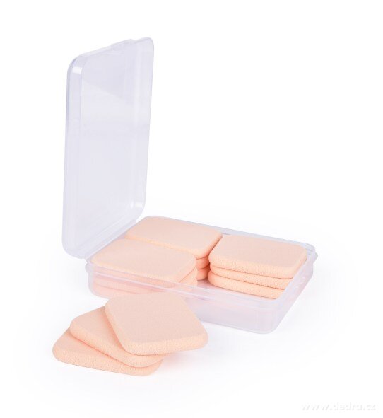 Kosmetické houbičky na make-up v plastové krabičce 12 ks