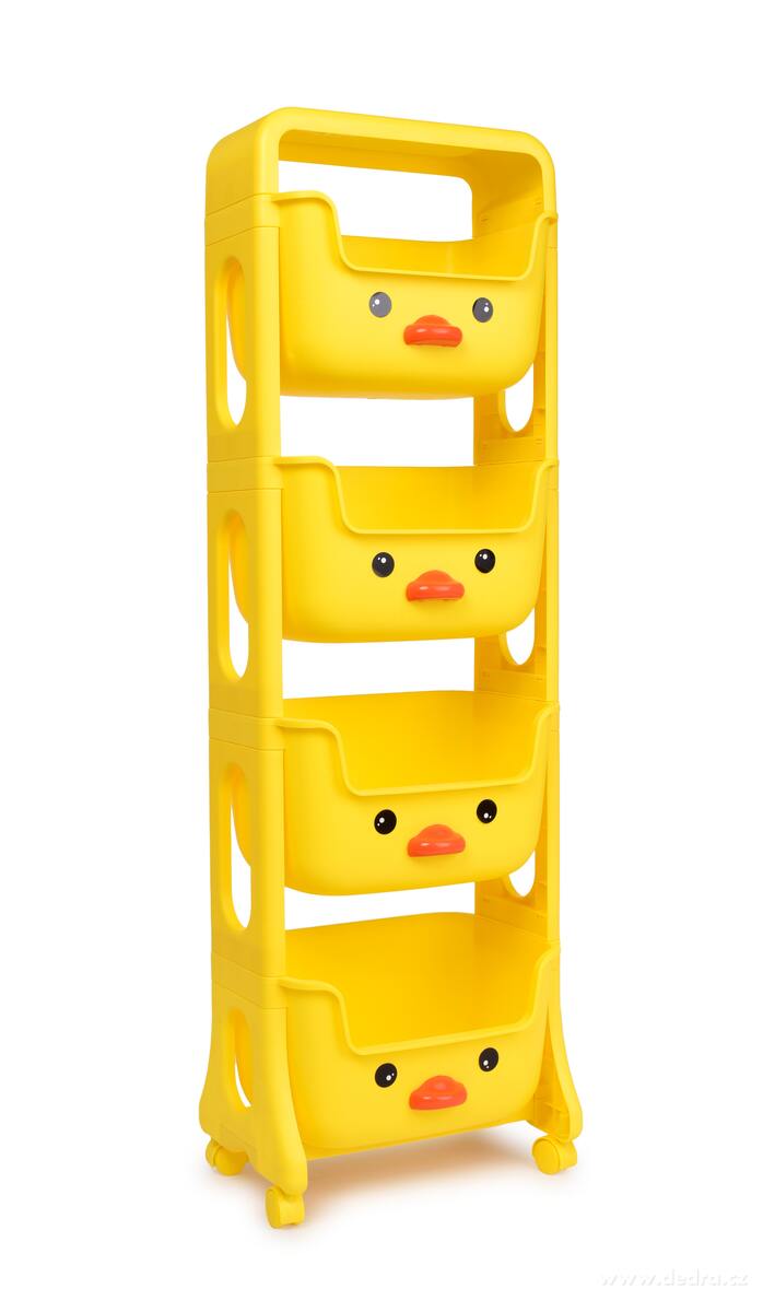 Čtyřpatrový regál s hlubokými boxy, VESELÁ KAČENKA 123 cm