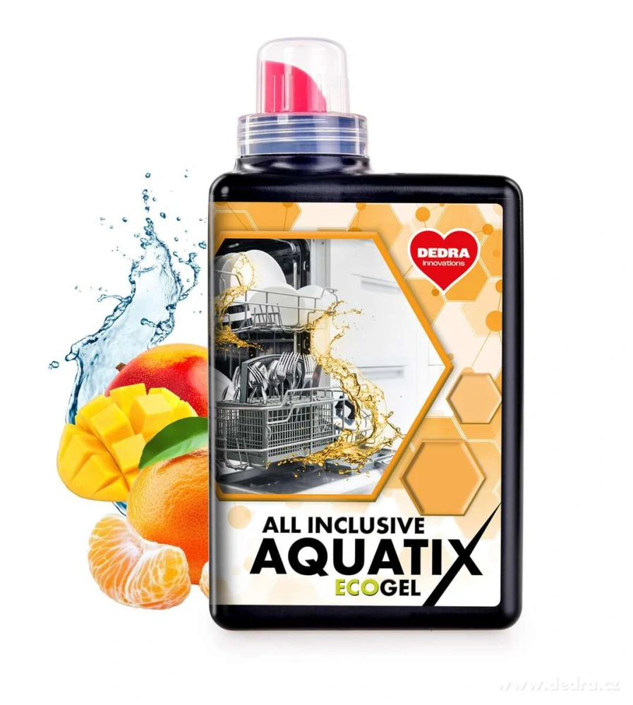 DEDRA SADA 1+1 AQUATIX gel do myčky nádobí  ALL INCLUSIVE účinek,2 x 1 l=110 mytí
