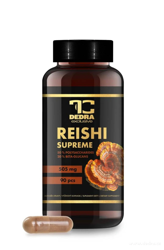 DEDRA REISHI SUPREME 505 mg, 50 % polysacharidů a 20 % beta-glukanů, 90 kapslí