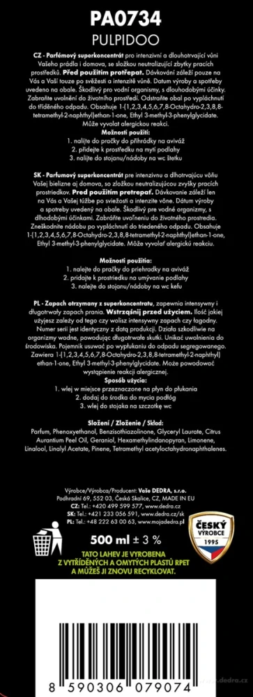 DEDRA Rodinné balení PARFUMAGE Parfém na praní a úklid  3 x 500 ml