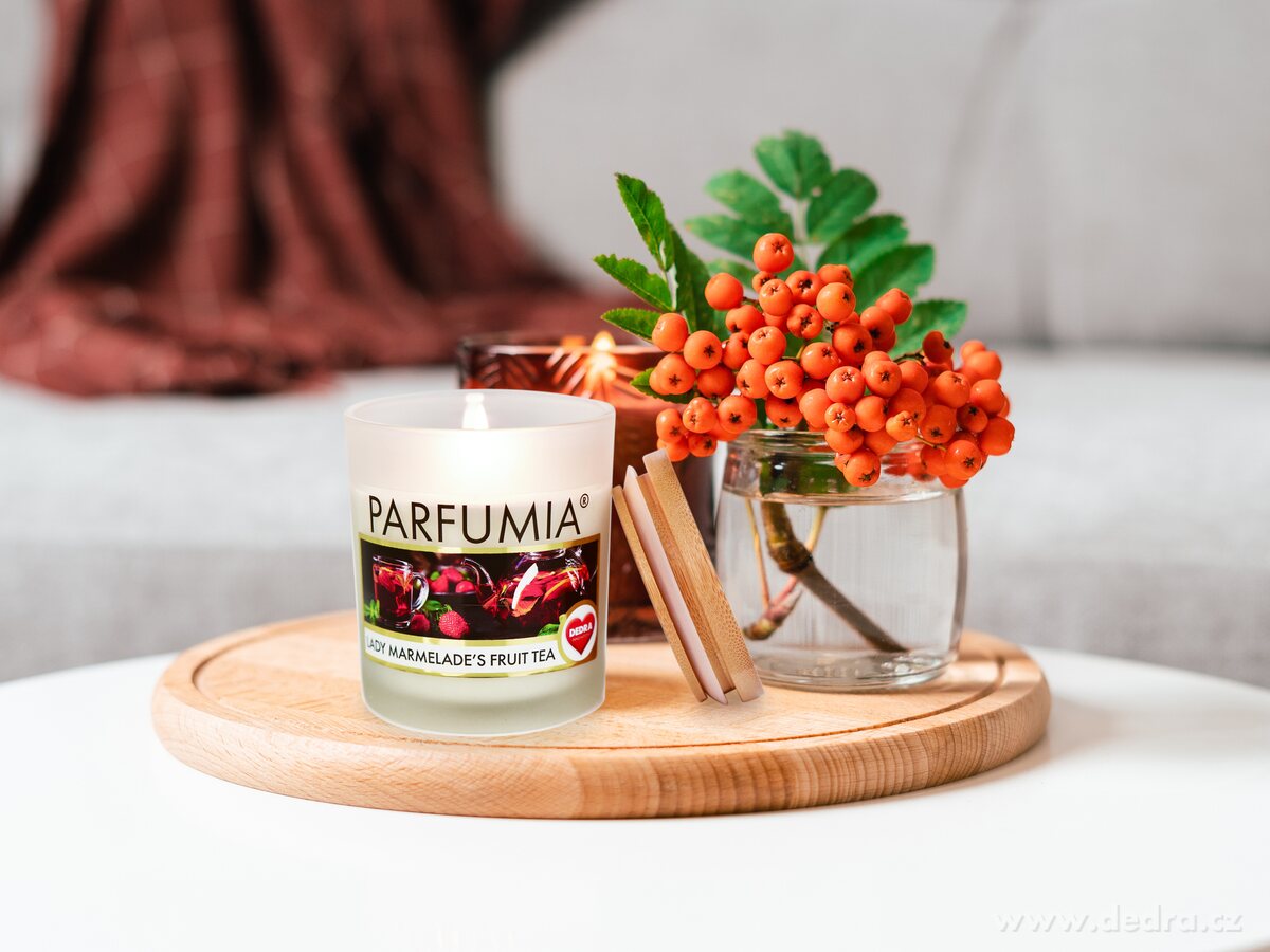 Sójová vonná EKO svíce PARFUMIA® pečený čaj, LADY MARMELADE’S FRUIT TEA  250 ml