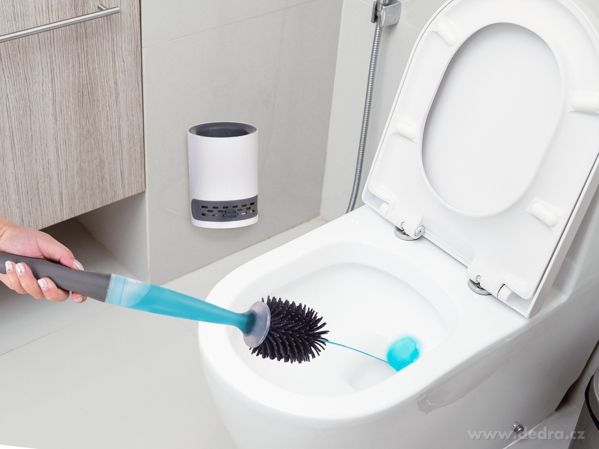 2v1 silikonová WC štětka s dávkovačem gelu 
