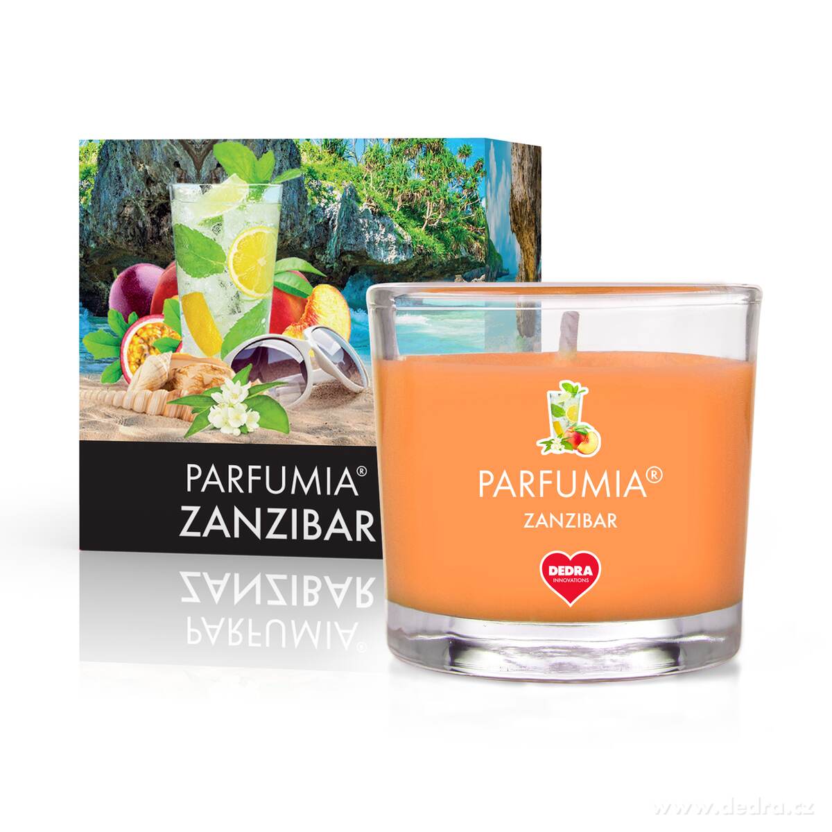 Votivní sójová vonná EKO svíce PARFUMIA®, ZANZIBAR, 55 ml