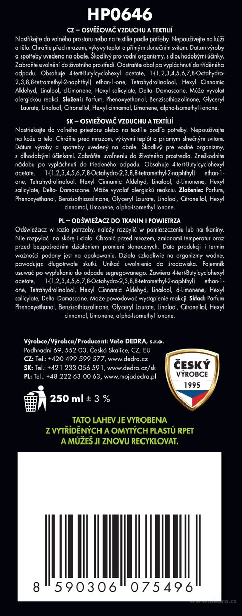 Osvěžovač vzduchu a textilií ICE CREAM, 250 ml
