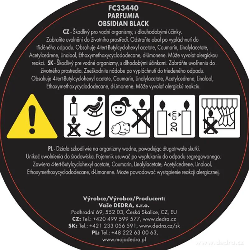 DEDRA Sójová vonná EKO svíce PARFUMIA®, OBSIDIAN BLACK 250 ml