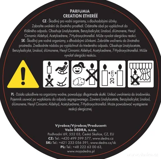 DEDRA Sójová vonná EKO svíce PARFUMIA®, CREATION ÉTHÉRÉE 250 ml