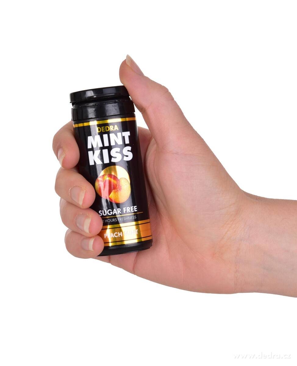 DEDRA Mátové osvěžující pastilky bez cukru MINT KISS, peach mint 28 g