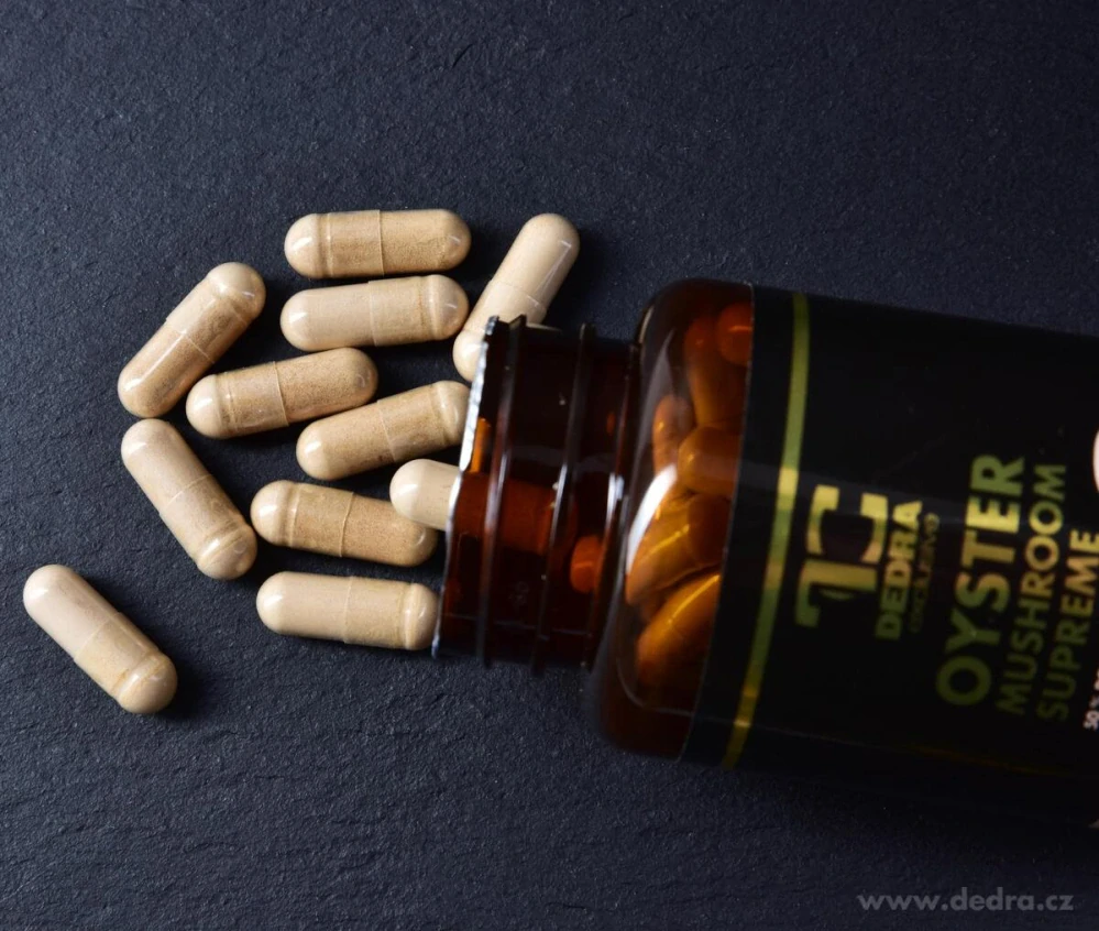 DEDRA HLÍVA ÚSTŘIČNÁ SUPREME 520 mg, 50 % polysacharidů a 20 % beta-glukanů, 90 kapslí
