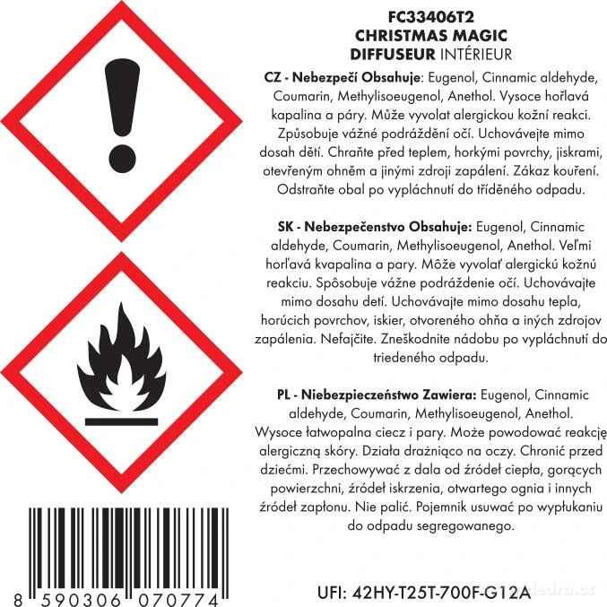DEDRA Tyčinkový bytový parfém, CHRISTMAS MAGIC, 200 ml 