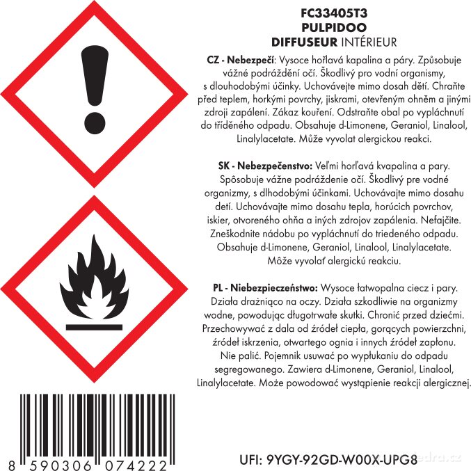 DEDRA Tyčinkový bytový parfém, PULPIDOO, 500 ml