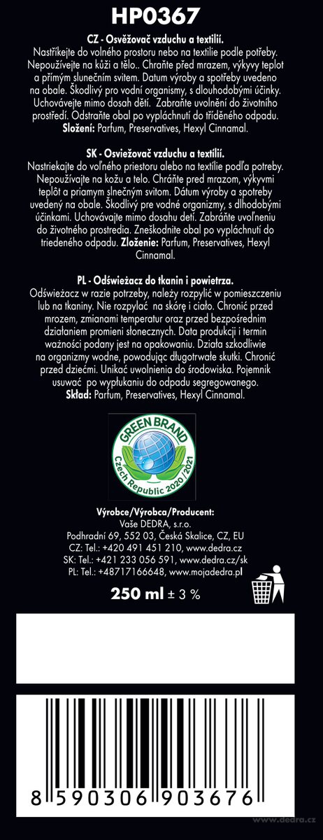 Osvěžovač vzduchu a textilií SAISON PARFUM , 250 ml