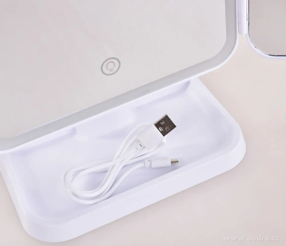 USB dobíjecí kouzelné zrcadlo s LED osvětlením a zvětšovacím zrcadlem