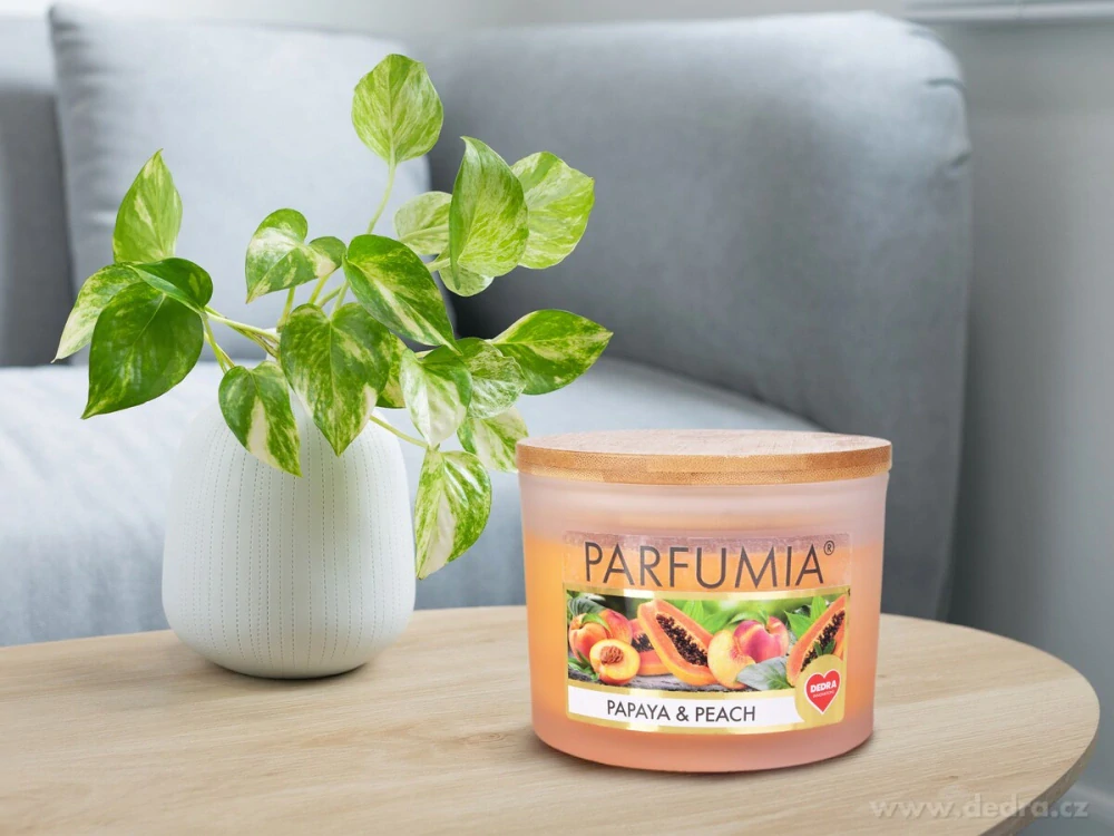 INTENSE 2 KNOTY sójová vonná EKO svíce PARFUMIA® PAPAYA & PEACH, 400 ml