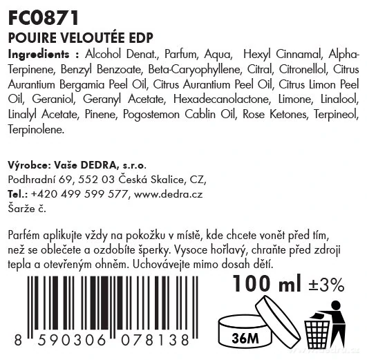 DEDRA Dámská parfémová voda (EDP) SAMETOVÁ HRUŠKA 100 ml