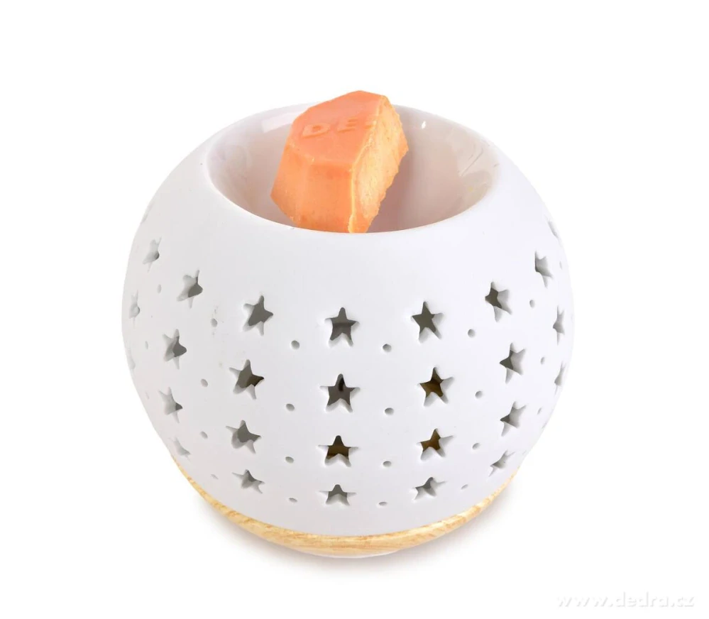 Keramická aromalampa s dekorem hvězd, matná bílá