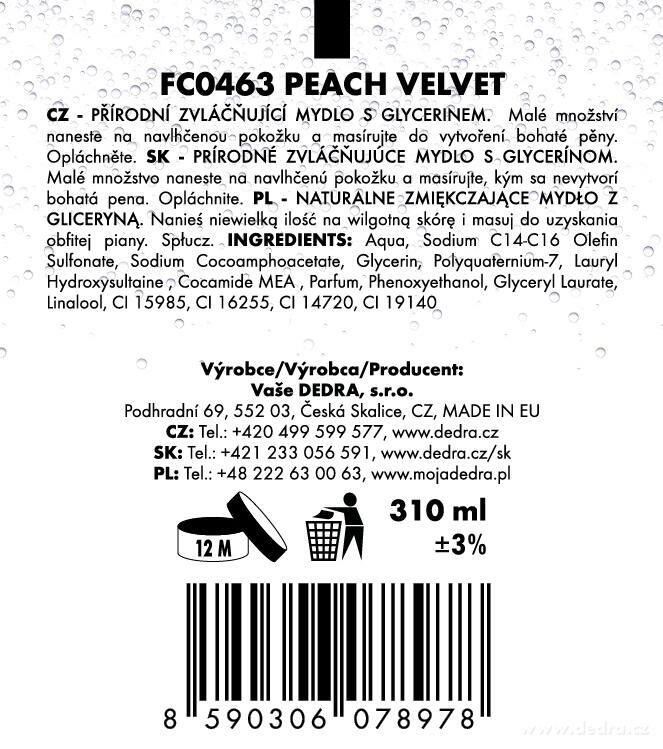 DEDRA Přírodní šetrné tekuté mýdlo s glycerinem PEACH VELVET 310 ml