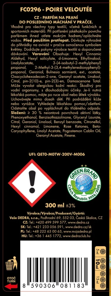 DEDRA PARFUMAGE SUPREME SAMETOVÁ HRUŠKA 300ml/ 60 praní