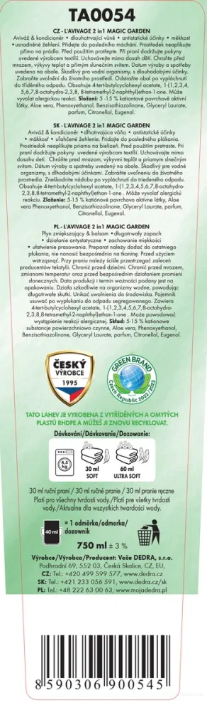 DEDRA Avivážní kondicionér, MAGIC GARDEN, L'AVIVAGE®, 750 ml