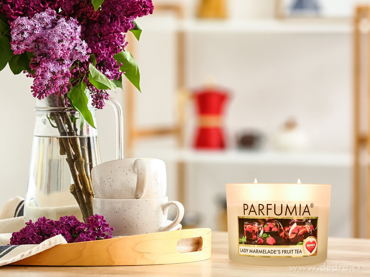 INTENSE 2 KNOTY sójová vonná EKO svíce PARFUMIA® pečený čaj LADY MARMELADE’S FRUIT TEA, 400 ml
