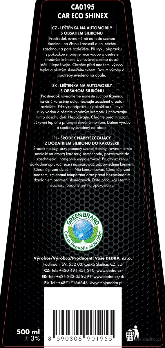 EKO leštěnka na automobily ECO CARSHINEX 500 ml