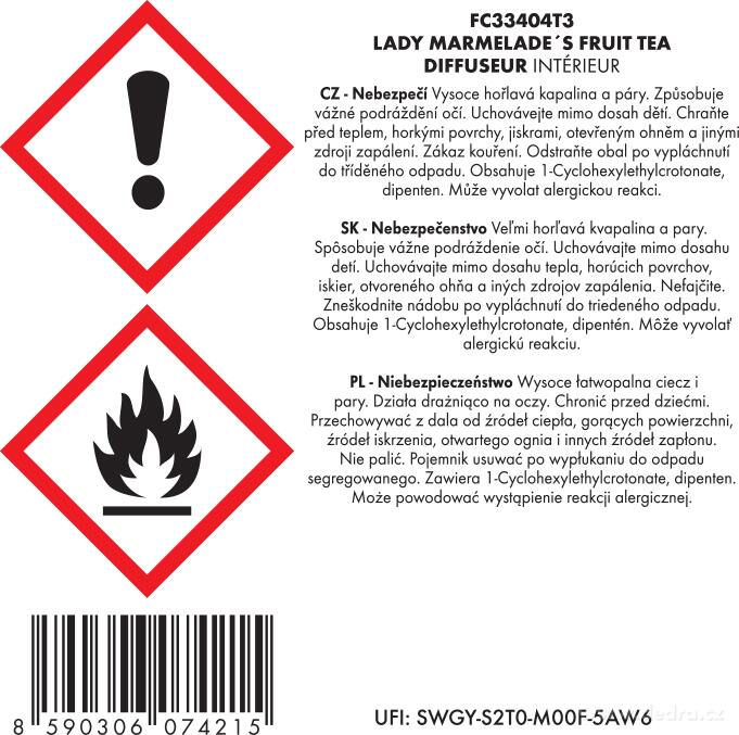 DEDRA Tyčinkový bytový parfém, LADY MARMELADE’S  500 ml