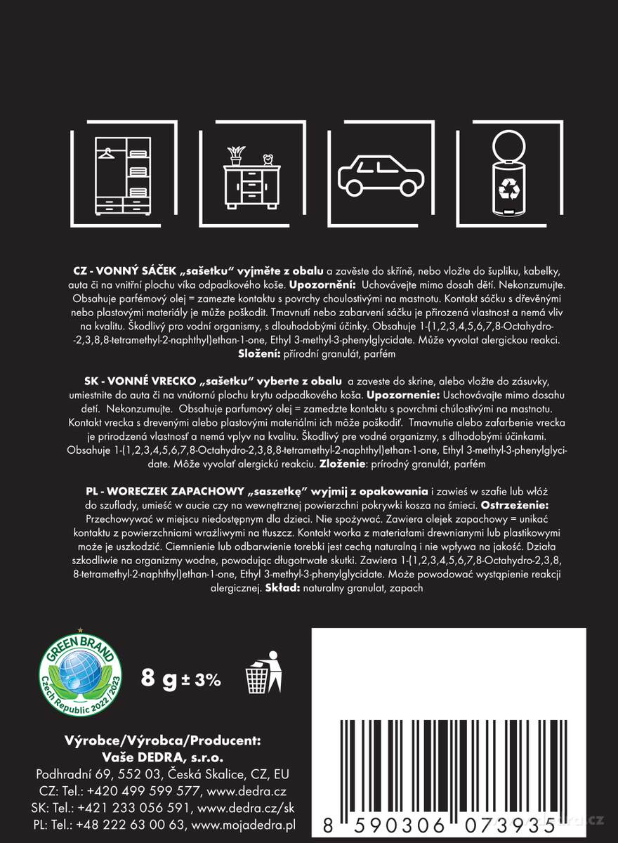 Vonný sáček - sašetka, PULPIDOO, PARFUMIA®, 8 g