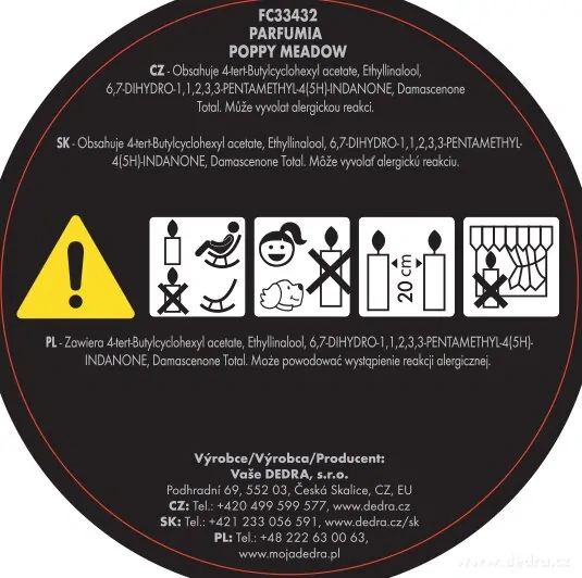 DEDRA Sójová vonná EKO svíce PARFUMIA®, POPPY MEADOW, 250 ml