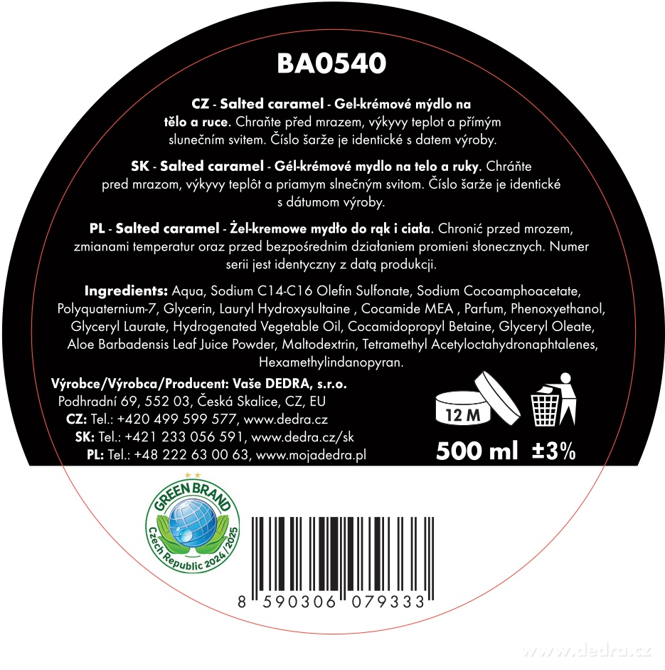 DEDRA BUBLINO  SALTED CARAMEL, 500 ml