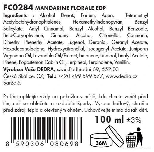 DEDRA Dámská parfémová voda (EDP) MANDARINE FLORALE 100 ml