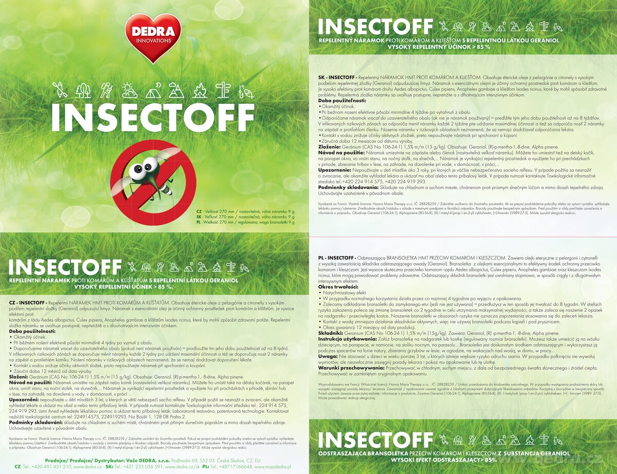DEDRA INSECTOFF, repelentní náramek modrý