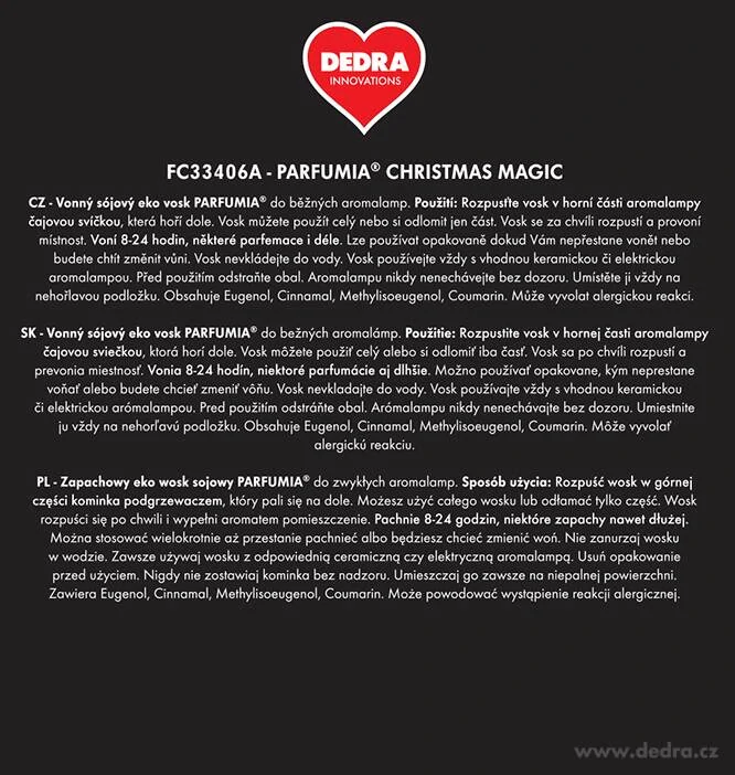Vonný sójový EKO vosk do aromalampy PARFUMIA® vánoční CHRISTMAS MAGIC 40 ml