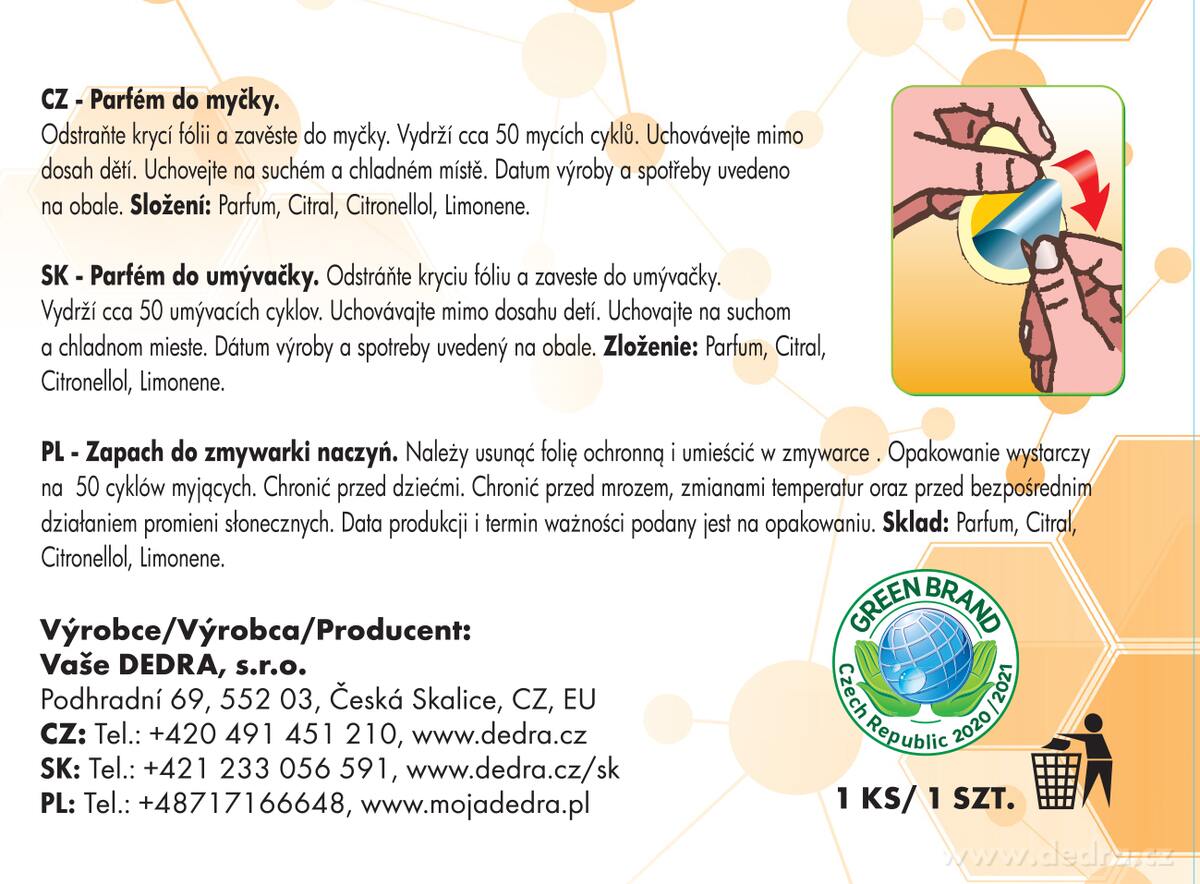 DEDRA EKO parfém do myčky AQUATIX®