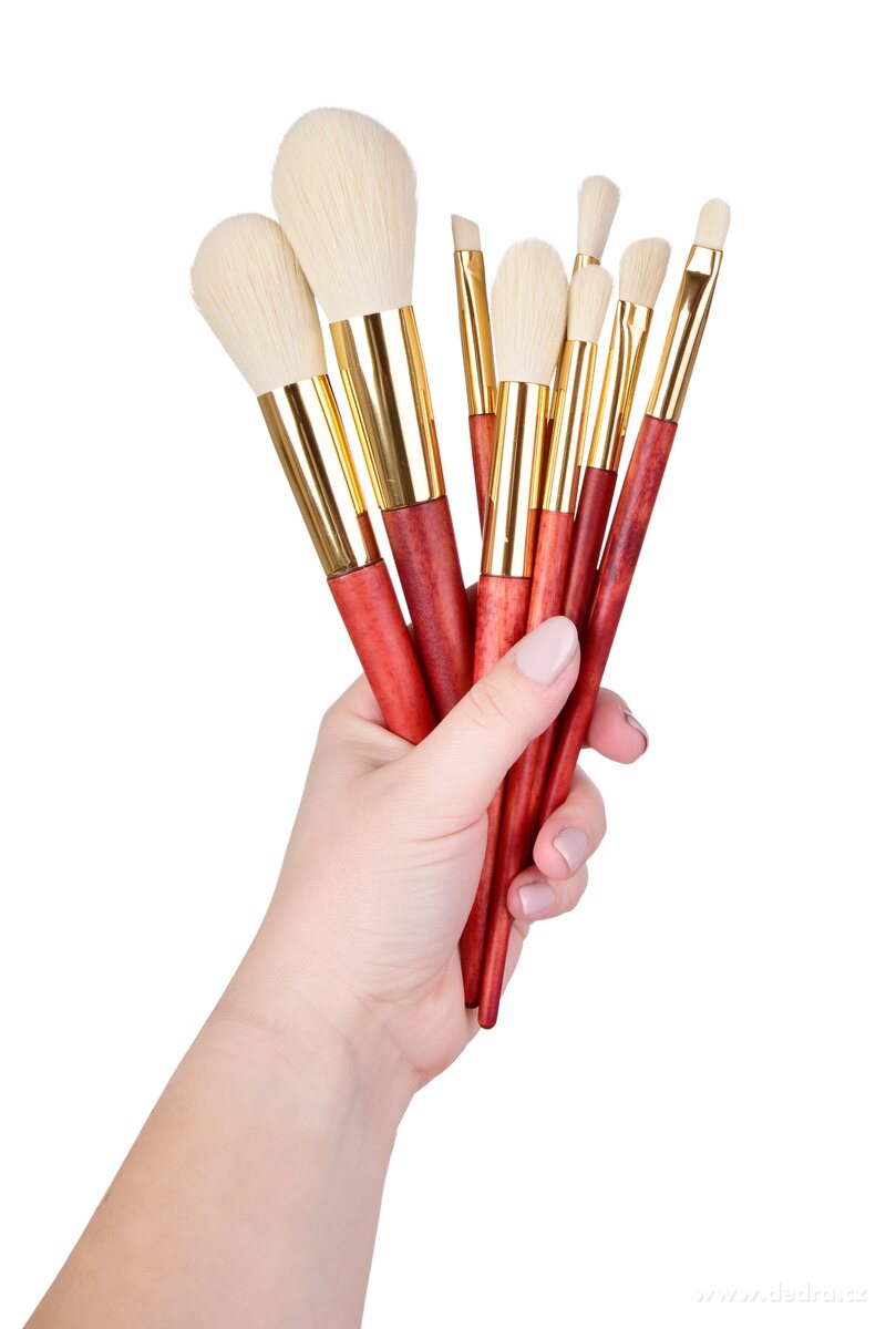 Profesionální štětce na make-up v látkovém pouzdře 9 ks , růžová