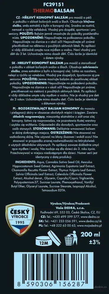 DEDRA THERMO BALSAM CANABIUM®, 200 ml