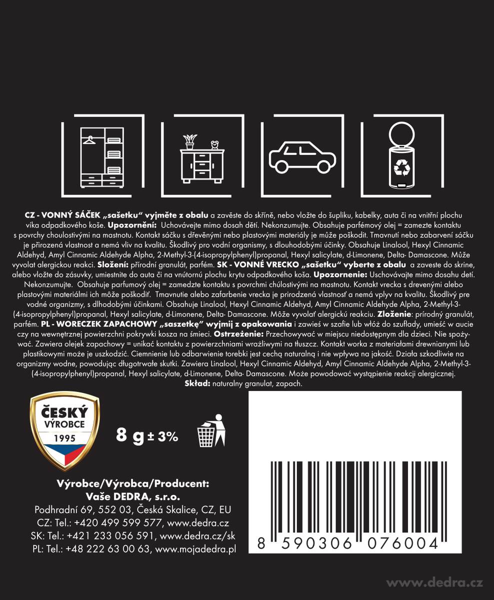Vonný sáček - sašetka, PRINCESS, PARFUMIA®, 8 g