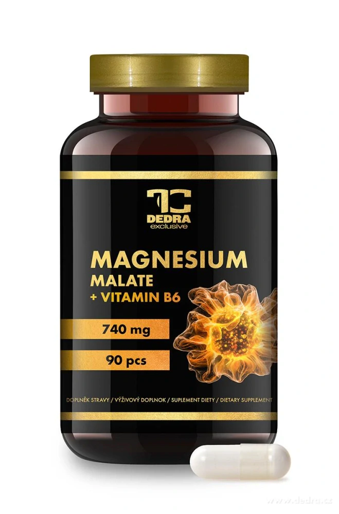 DEDRA MAGNESIUM MALÁT 740 mg & VITAMIN B6 energie & proti únavě,90 kapslí