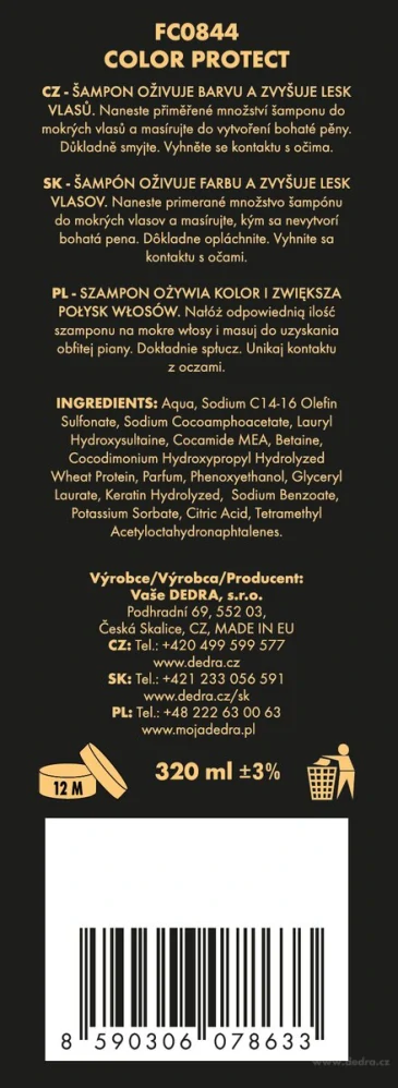 DEDRA Sada 1+1 šampón a kondicionér pro barvené vlasy, COLOR PROTECT, 320 + 250 ml