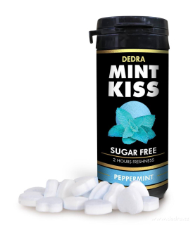DEDRA Mátové osvěžující pastilky bez cukru MINT KISS, peppermint, 28 g