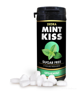 DEDRA Mátové osvěžující pastilky bez cukru MINT KISS, spearmint  28 g