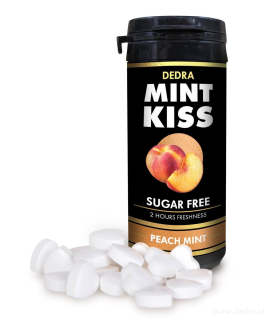 DEDRA Mátové osvěžující pastilky bez cukru MINT KISS, peach mint 28 g
