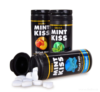 DEDRA Sada 2+1 mátové osvěžující pastilky bez cukru MINT KISS, 28 g x 3 dózy